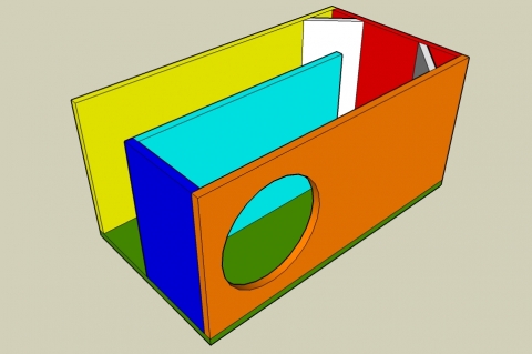 Single Fold Off-Axis Transmission Line Enclosure Calculator - Angled View