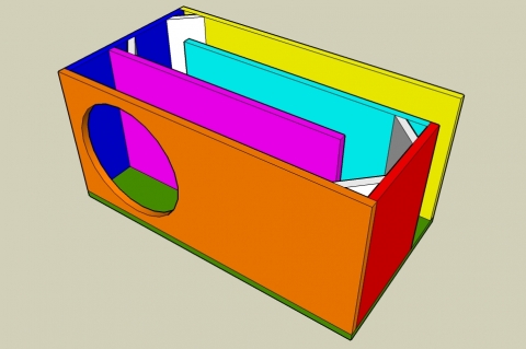 Dual Fold Off-Axis Transmission Line Enclosure Calculator - Angled View