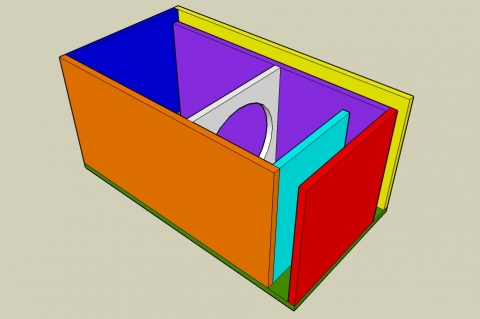 Off-Axis 6th Order Parallel Bandpass Enclosure Calculator - Angled View