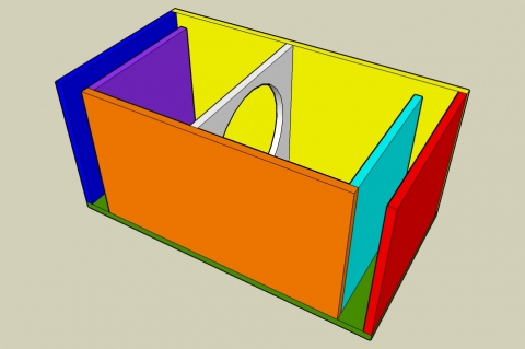 On-Axis 6th Order Parallel Bandpass Enclosure Calculator - Angled View
