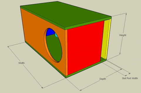 Off-Axis Bass Reflex Enclosure Calculator - Full View