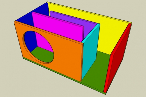 1/4 Wave Flared Vent T-Line/Horn/Bass Reflex Enclosure Calculator - Angled View
