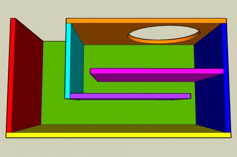1/4 Wave Flared Vent T-Line/Horn/Bass Reflex Enclosure Calculator - Layout View